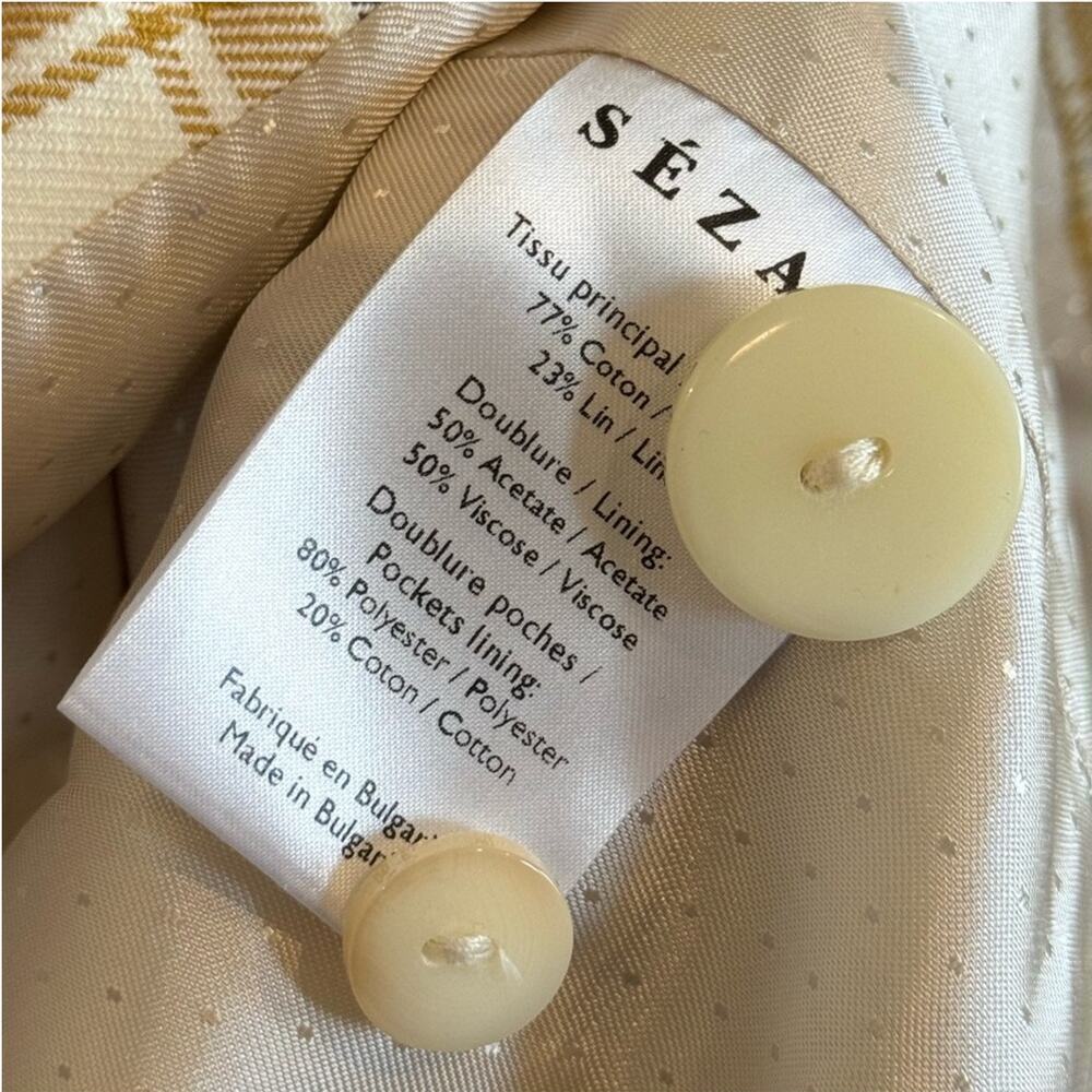 Sezane Christie Jacket Carreau Tile Plaid In Beige Ochre Bordeaux 38 US Size 6 - Picture 13 of 15